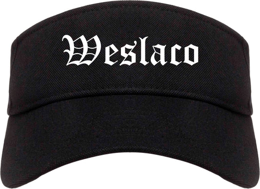 Weslaco Texas TX Old English Mens Visor Cap Hat Black