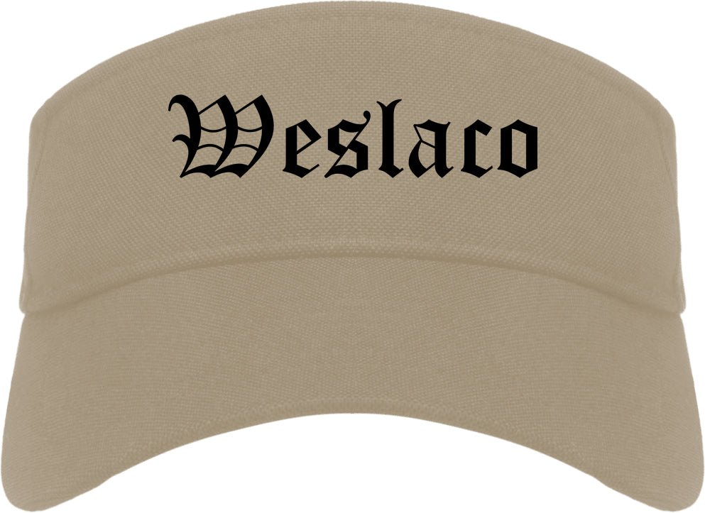Weslaco Texas TX Old English Mens Visor Cap Hat Khaki
