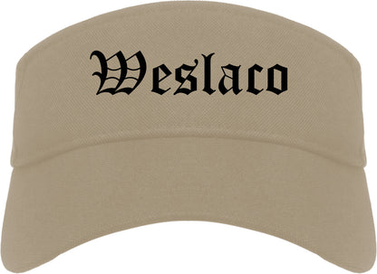 Weslaco Texas TX Old English Mens Visor Cap Hat Khaki