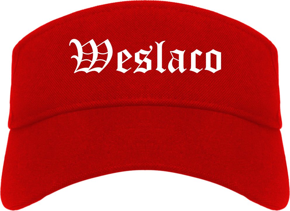 Weslaco Texas TX Old English Mens Visor Cap Hat Red