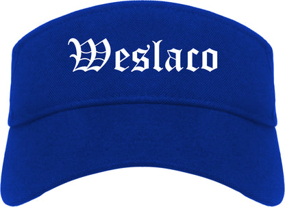 Weslaco Texas TX Old English Mens Visor Cap Hat Royal Blue