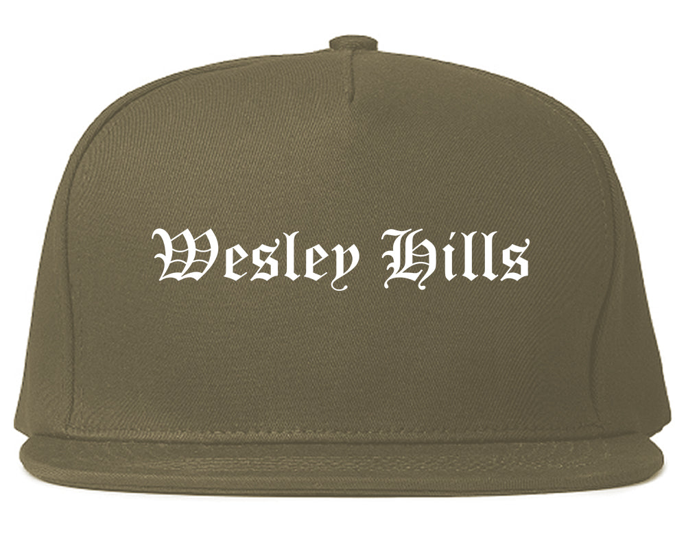 Wesley Hills New York NY Old English Mens Snapback Hat Grey