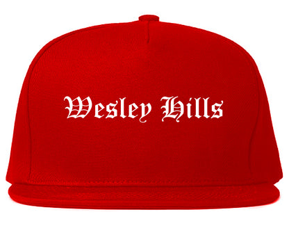 Wesley Hills New York NY Old English Mens Snapback Hat Red