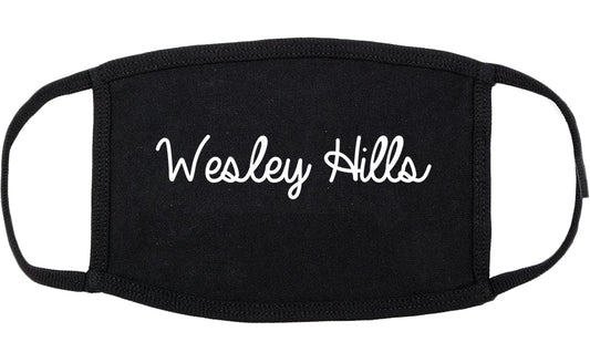 Wesley Hills New York NY Script Cotton Face Mask Black