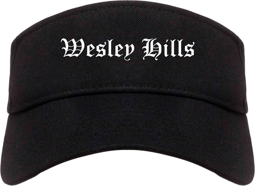 Wesley Hills New York NY Old English Mens Visor Cap Hat Black