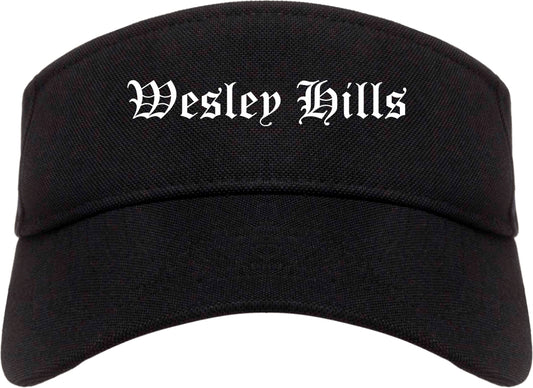 Wesley Hills New York NY Old English Mens Visor Cap Hat Black