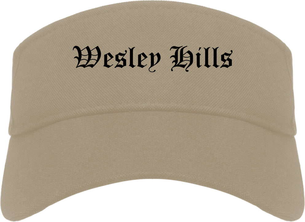 Wesley Hills New York NY Old English Mens Visor Cap Hat Khaki