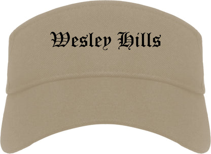 Wesley Hills New York NY Old English Mens Visor Cap Hat Khaki