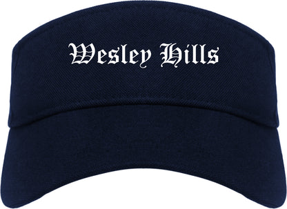 Wesley Hills New York NY Old English Mens Visor Cap Hat Navy Blue