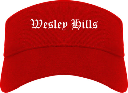 Wesley Hills New York NY Old English Mens Visor Cap Hat Red