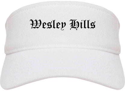 Wesley Hills New York NY Old English Mens Visor Cap Hat White