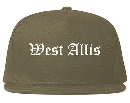 West Allis Wisconsin WI Old English Mens Snapback Hat Grey