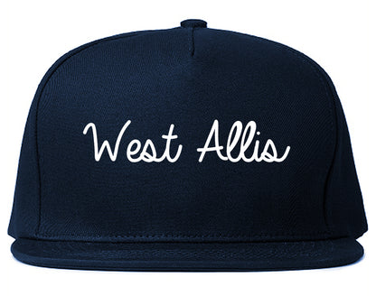 West Allis Wisconsin WI Script Mens Snapback Hat Navy Blue