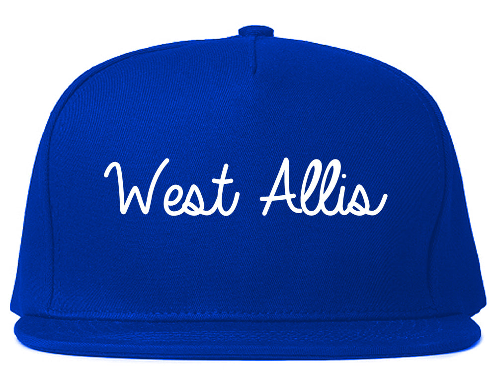 West Allis Wisconsin WI Script Mens Snapback Hat Royal Blue