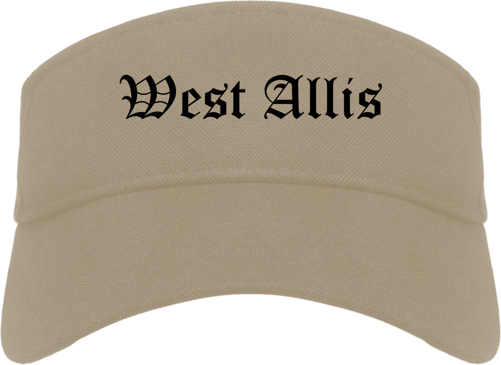 West Allis Wisconsin WI Old English Mens Visor Cap Hat Khaki