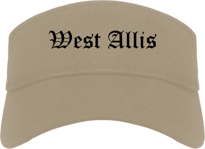 West Allis Wisconsin WI Old English Mens Visor Cap Hat Khaki