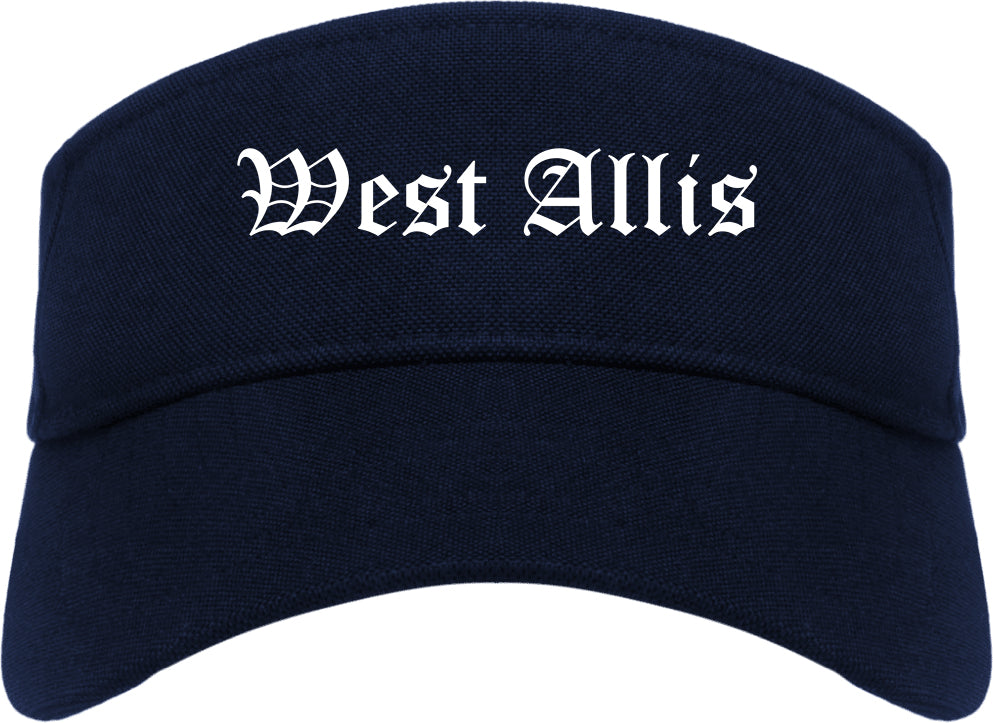 West Allis Wisconsin WI Old English Mens Visor Cap Hat Navy Blue