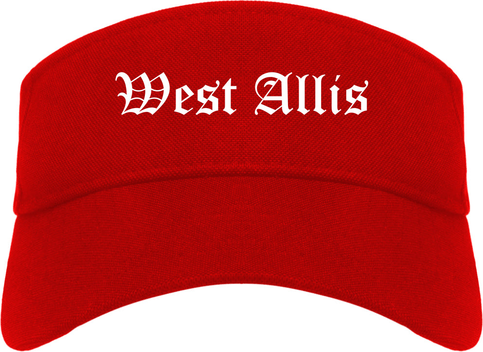 West Allis Wisconsin WI Old English Mens Visor Cap Hat Red