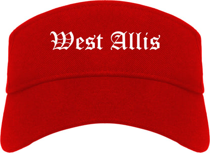 West Allis Wisconsin WI Old English Mens Visor Cap Hat Red