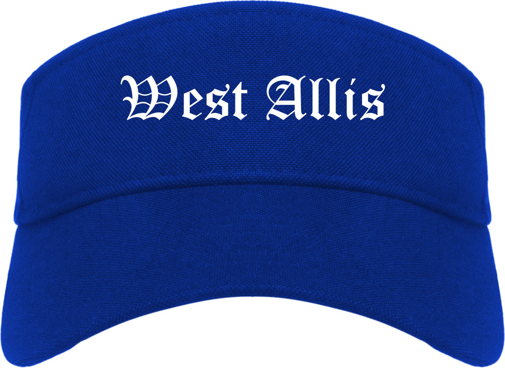 West Allis Wisconsin WI Old English Mens Visor Cap Hat Royal Blue