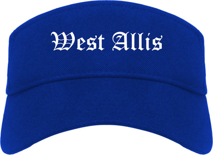 West Allis Wisconsin WI Old English Mens Visor Cap Hat Royal Blue