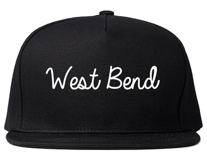 West Bend Wisconsin WI Script Mens Snapback Hat Black