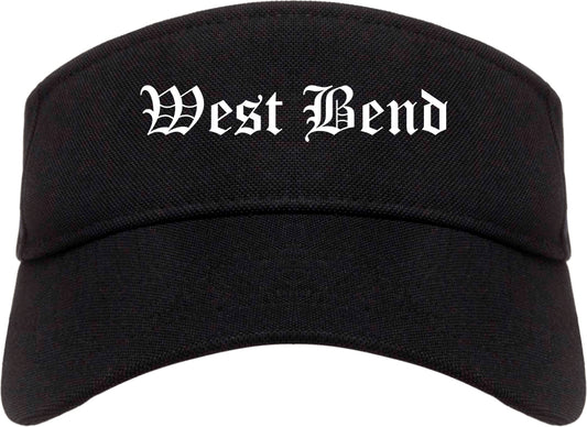 West Bend Wisconsin WI Old English Mens Visor Cap Hat Black