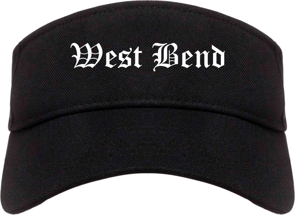 West Bend Wisconsin WI Old English Mens Visor Cap Hat Black
