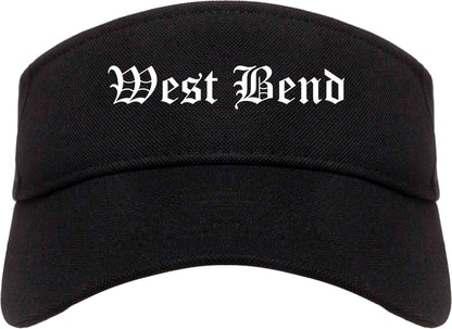 West Bend Wisconsin WI Old English Mens Visor Cap Hat Black