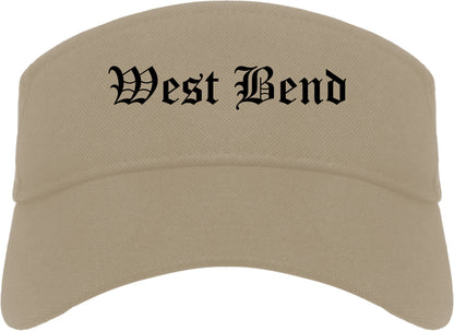 West Bend Wisconsin WI Old English Mens Visor Cap Hat Khaki