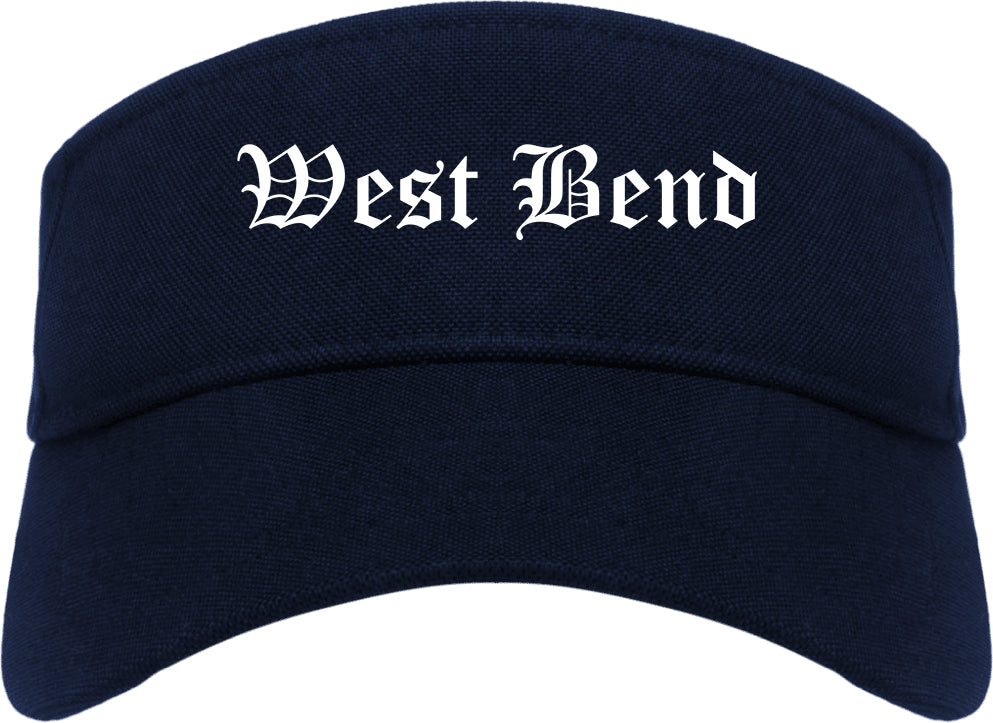 West Bend Wisconsin WI Old English Mens Visor Cap Hat Navy Blue