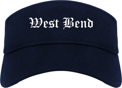 West Bend Wisconsin WI Old English Mens Visor Cap Hat Navy Blue
