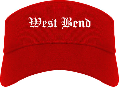 West Bend Wisconsin WI Old English Mens Visor Cap Hat Red