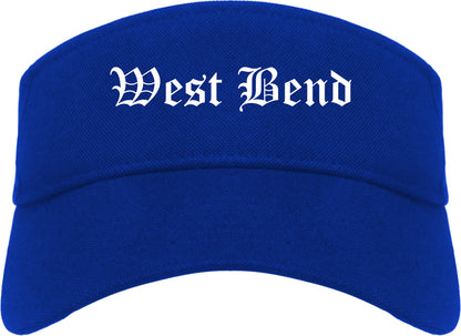 West Bend Wisconsin WI Old English Mens Visor Cap Hat Royal Blue