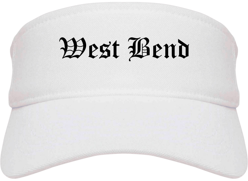 West Bend Wisconsin WI Old English Mens Visor Cap Hat White