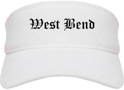 West Bend Wisconsin WI Old English Mens Visor Cap Hat White