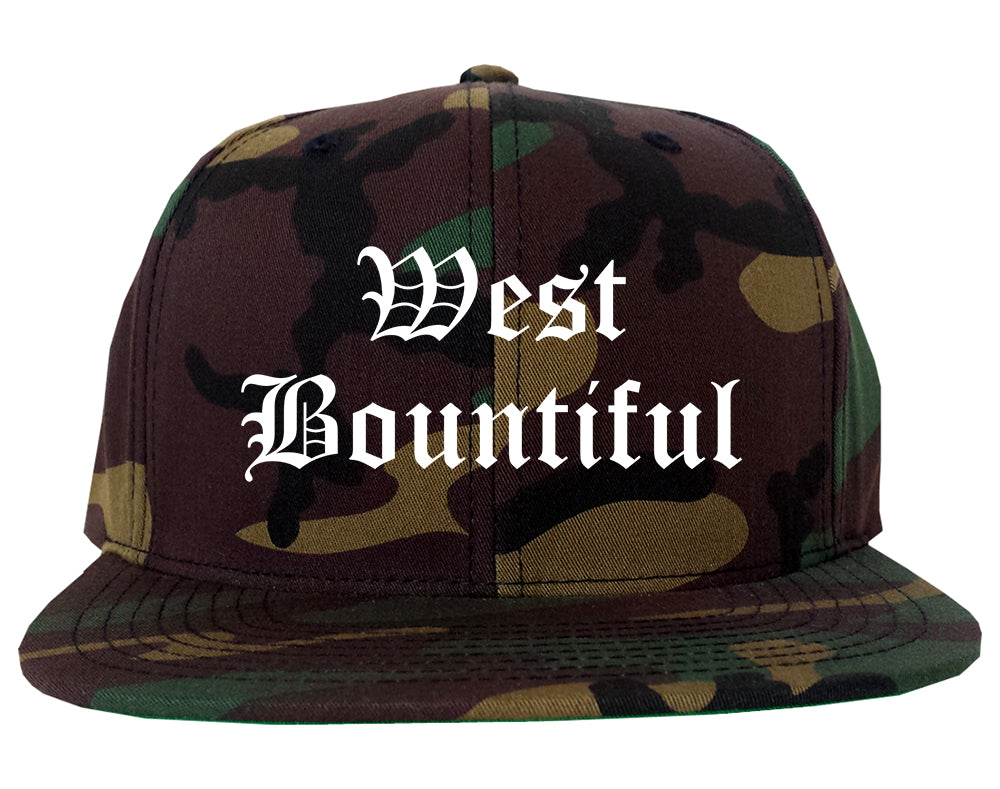 West Bountiful Utah UT Old English Mens Snapback Hat Army Camo