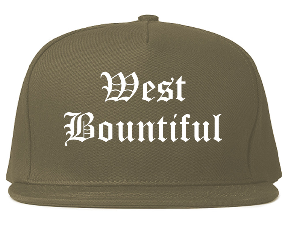 West Bountiful Utah UT Old English Mens Snapback Hat Grey
