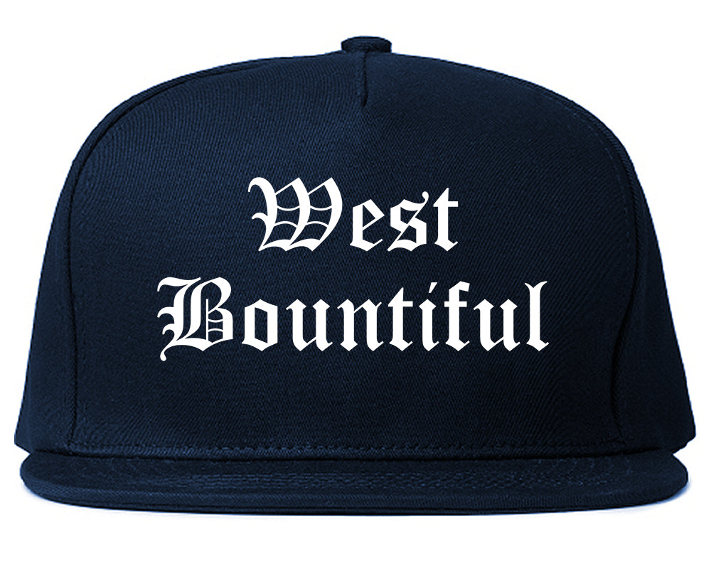 West Bountiful Utah UT Old English Mens Snapback Hat Navy Blue