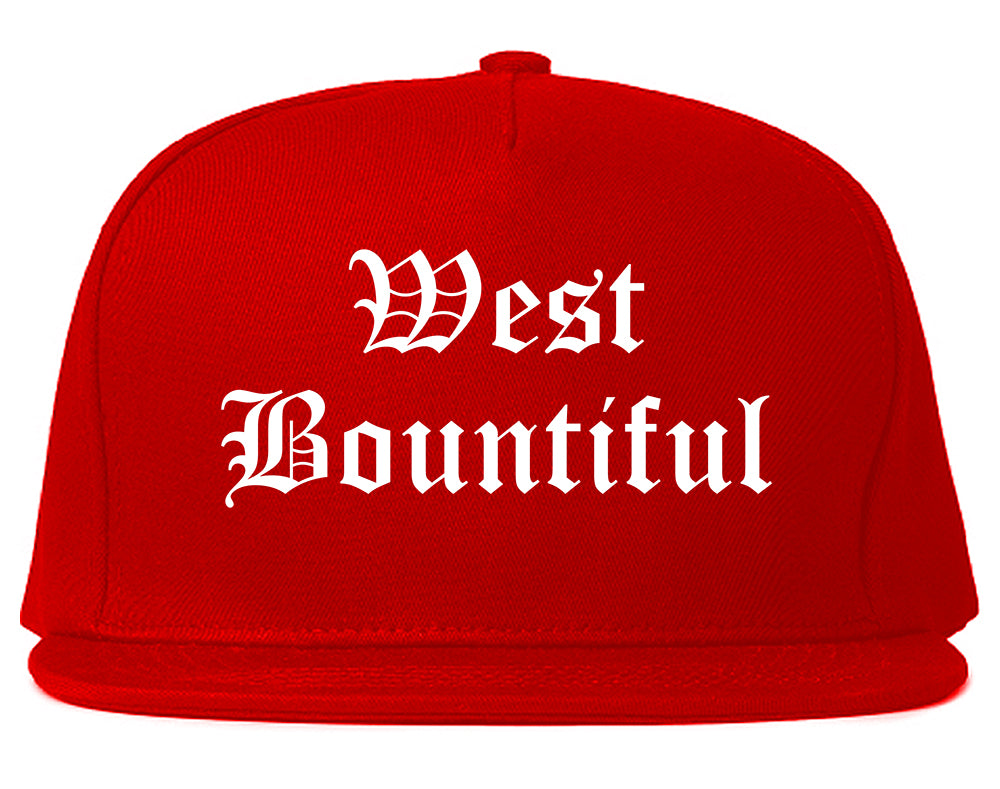 West Bountiful Utah UT Old English Mens Snapback Hat Red
