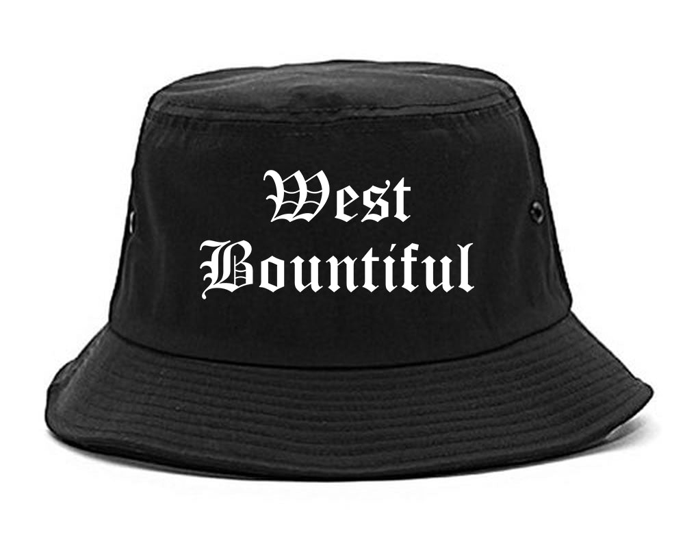 West Bountiful Utah UT Old English Mens Bucket Hat Black