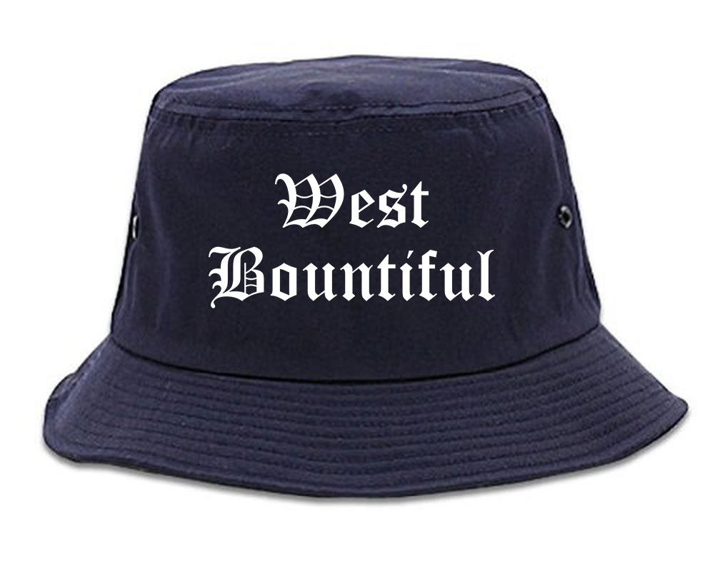 West Bountiful Utah UT Old English Mens Bucket Hat Navy Blue