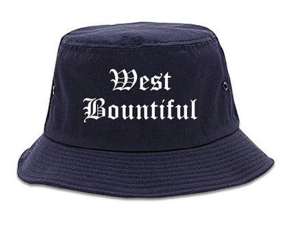 West Bountiful Utah UT Old English Mens Bucket Hat Navy Blue