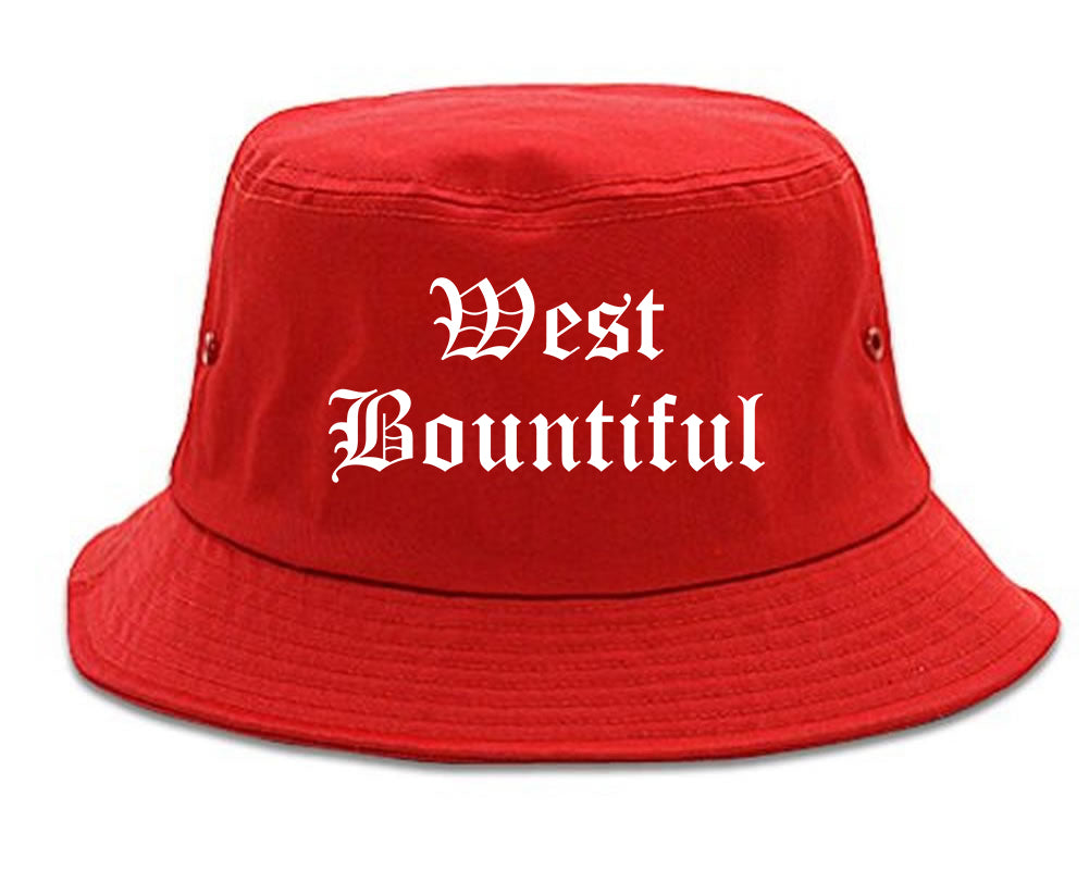 West Bountiful Utah UT Old English Mens Bucket Hat Red