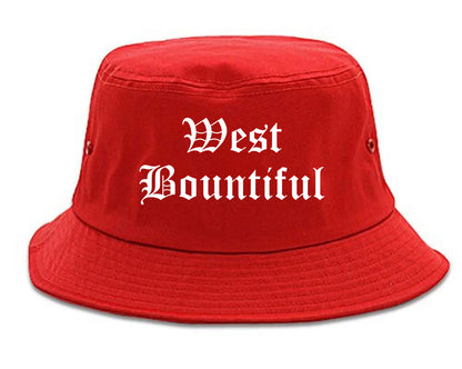 West Bountiful Utah UT Old English Mens Bucket Hat Red