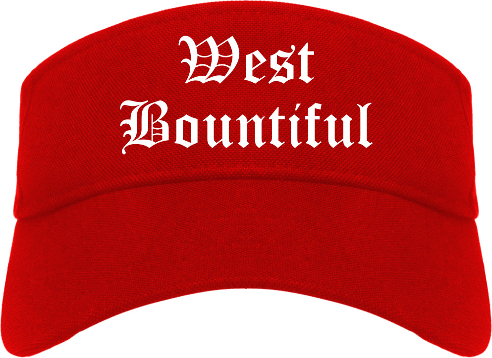 West Bountiful Utah UT Old English Mens Visor Cap Hat Red