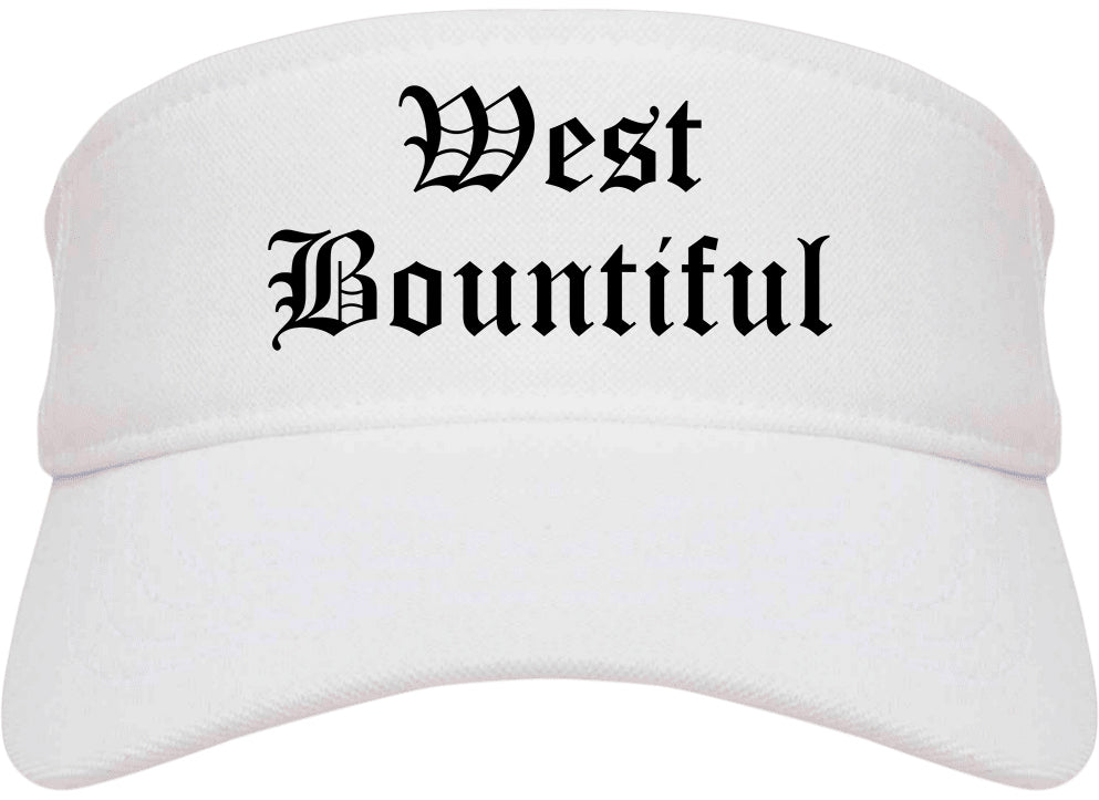 West Bountiful Utah UT Old English Mens Visor Cap Hat White