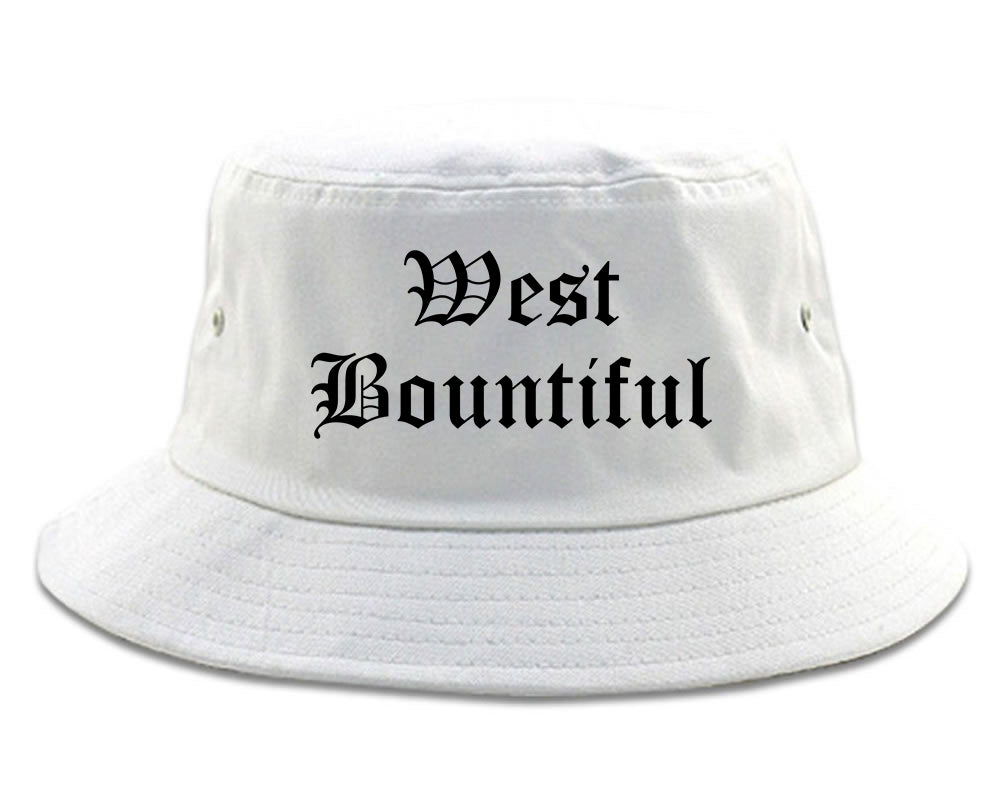 West Bountiful Utah UT Old English Mens Bucket Hat White