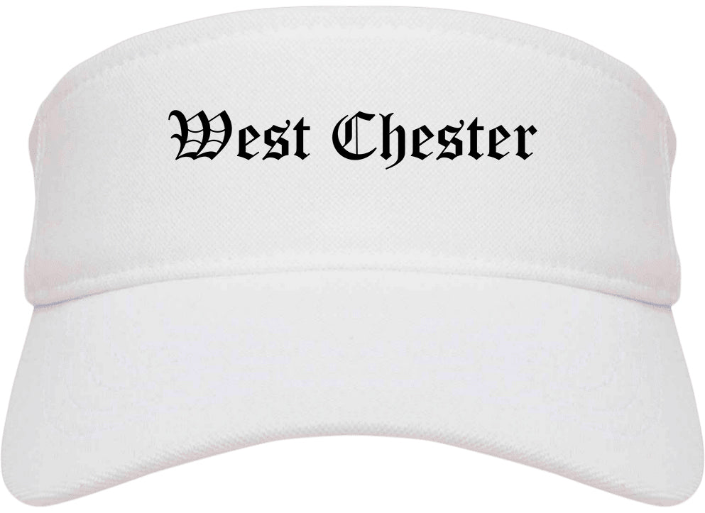 West Chester Pennsylvania PA Old English Mens Visor Cap Hat White