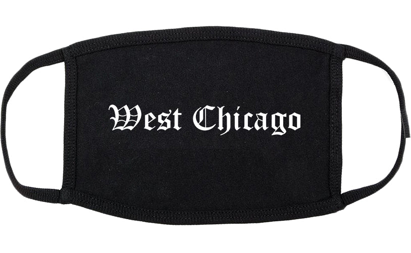 West Chicago Illinois IL Old English Cotton Face Mask Black